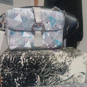 Silver Geometric Crossbody Bag